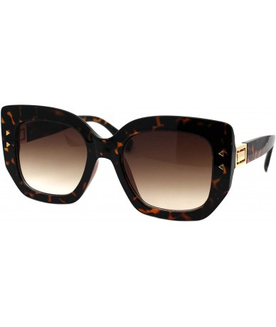 Square Womens Designer Style Sunglasses Chic Square Mod Frame UV 400 - Tortoise (Brown) - CP193ESWEYM $22.53