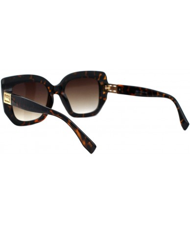 Square Womens Designer Style Sunglasses Chic Square Mod Frame UV 400 - Tortoise (Brown) - CP193ESWEYM $22.53