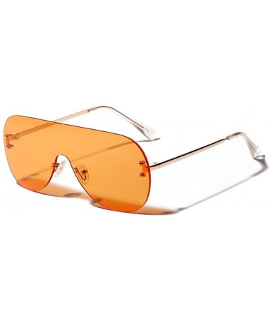 Oversized Colorful One Piece Rimless Transparent Sunglasses for Women Tinted Candy Colored Glasses - D - C218RWZEKYM $17.06