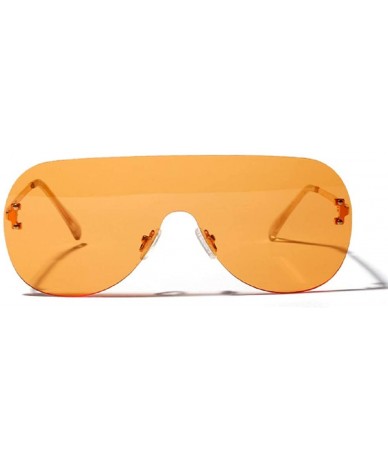 Oversized Colorful One Piece Rimless Transparent Sunglasses for Women Tinted Candy Colored Glasses - D - C218RWZEKYM $17.06