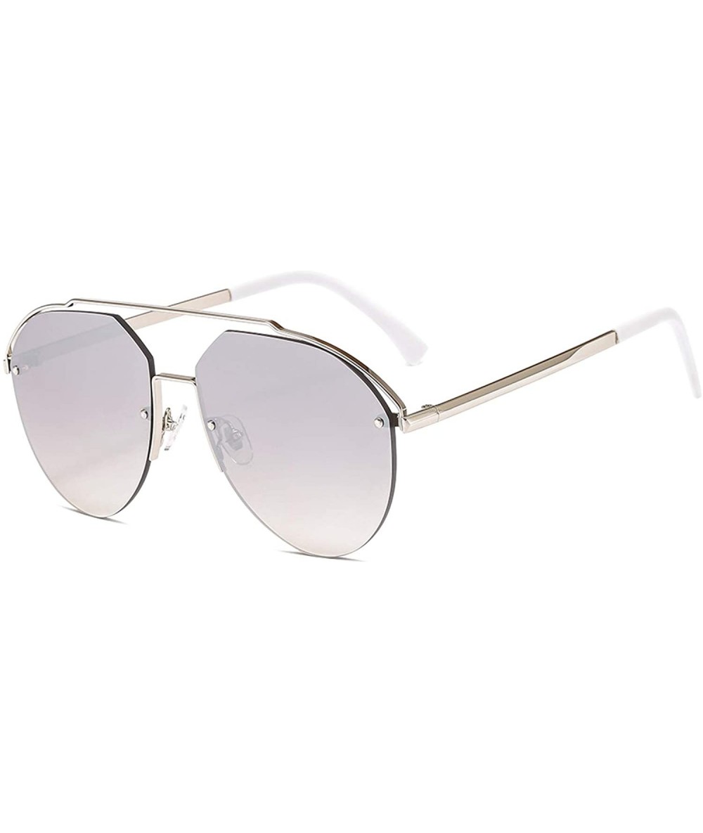 Semi-rimless Womens Classic Sunglasses Oversized Semi Rimless Sunglasses for Men - Silver - CJ18SO794H9 $19.35