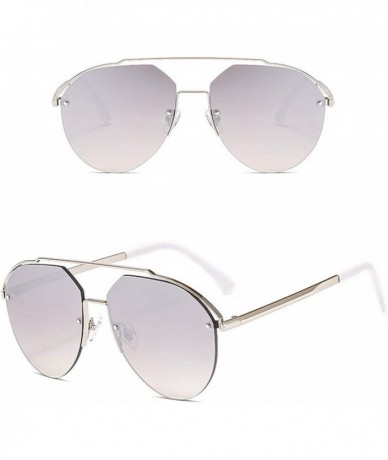 Semi-rimless Womens Classic Sunglasses Oversized Semi Rimless Sunglasses for Men - Silver - CJ18SO794H9 $19.35