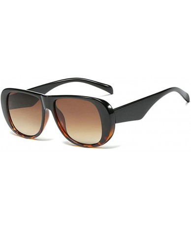 Square Oversized Sunglasses Vintage Gradient leopard - Black&leopard - C018TXINCSY $23.52