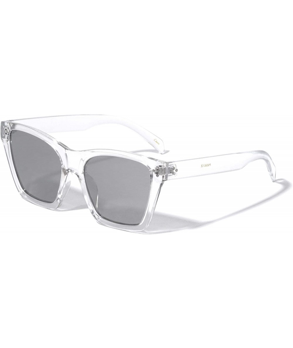 Square Classic Square Retro Cat Eye Sunglasses - Clear - CQ196MU90HK $26.46