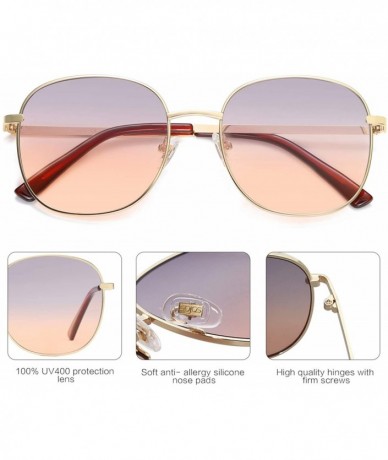 Square Designer Women Sunglasses Stylish Flat Mirrored Sunnies AURORA SJ1137 - C6 Gold Frame/Gradient Grey&orange Lens - CZ19...