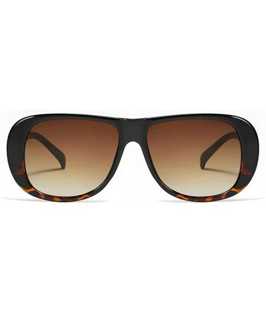 Square Oversized Sunglasses Vintage Gradient leopard - Black&leopard - C018TXINCSY $23.52