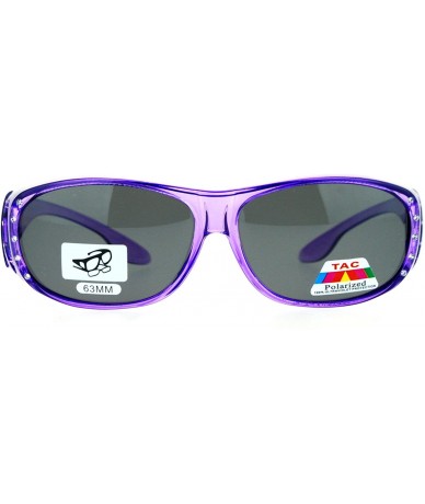 Oval Womens Polarized Fit Over Glasses Rhinestone Sunglasses Oval Rectangular - Purple - CG1889ZS9G7 $20.68