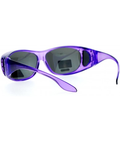 Oval Womens Polarized Fit Over Glasses Rhinestone Sunglasses Oval Rectangular - Purple - CG1889ZS9G7 $20.68