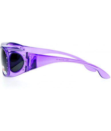 Oval Womens Polarized Fit Over Glasses Rhinestone Sunglasses Oval Rectangular - Purple - CG1889ZS9G7 $20.68