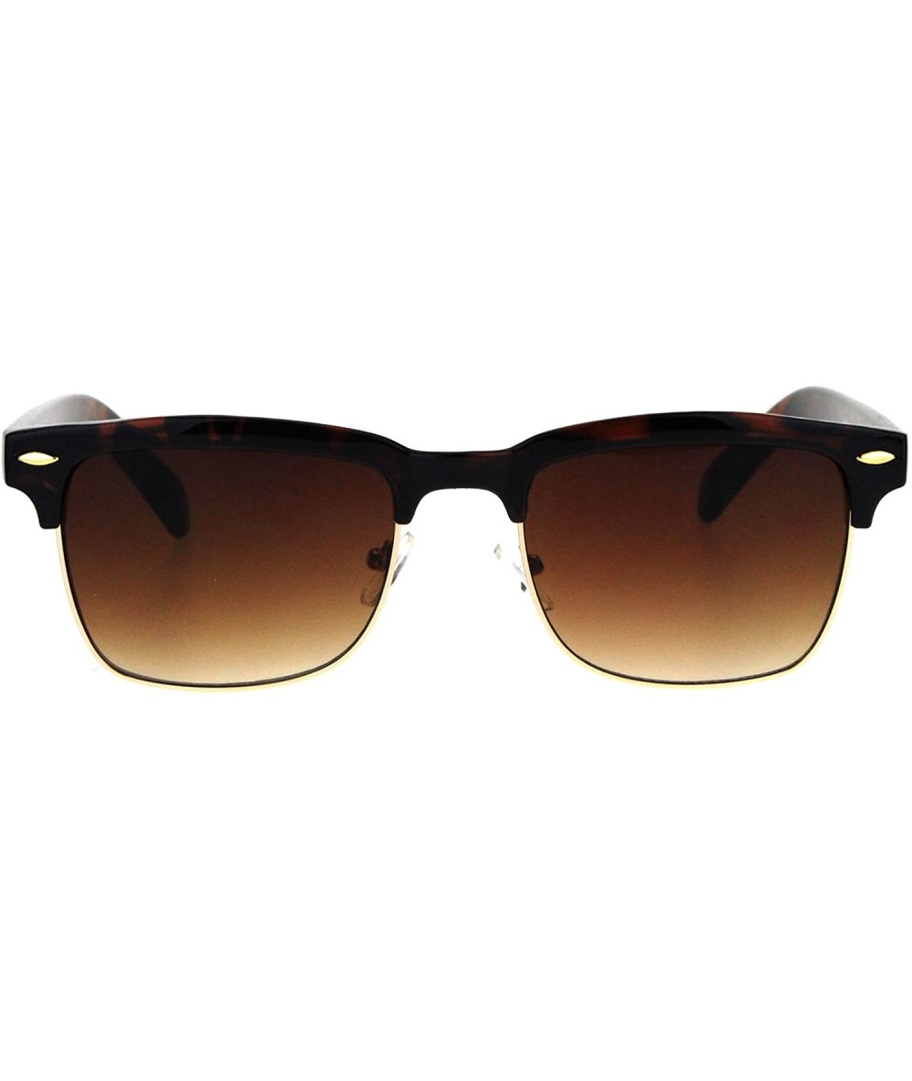 Rectangular Mens Half Rim Rectangular Luxury Hipster Shade Sunglasses - Tortoise Brown - CA17YIYGITU $18.84