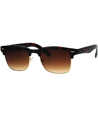 Rectangular Mens Half Rim Rectangular Luxury Hipster Shade Sunglasses - Tortoise Brown - CA17YIYGITU $18.84