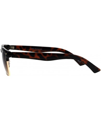 Rectangular Mens Half Rim Rectangular Luxury Hipster Shade Sunglasses - Tortoise Brown - CA17YIYGITU $18.84