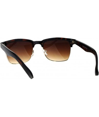 Rectangular Mens Half Rim Rectangular Luxury Hipster Shade Sunglasses - Tortoise Brown - CA17YIYGITU $18.84