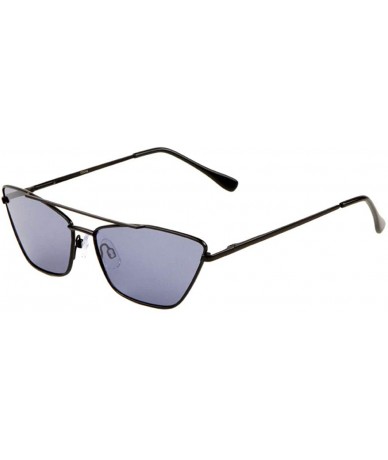 Cat Eye Thin Frame Long Curve Top Bar Geometric Cat Eye Sunglasses - Blue - CT197YMLILW $26.93