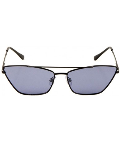 Cat Eye Thin Frame Long Curve Top Bar Geometric Cat Eye Sunglasses - Blue - CT197YMLILW $26.93