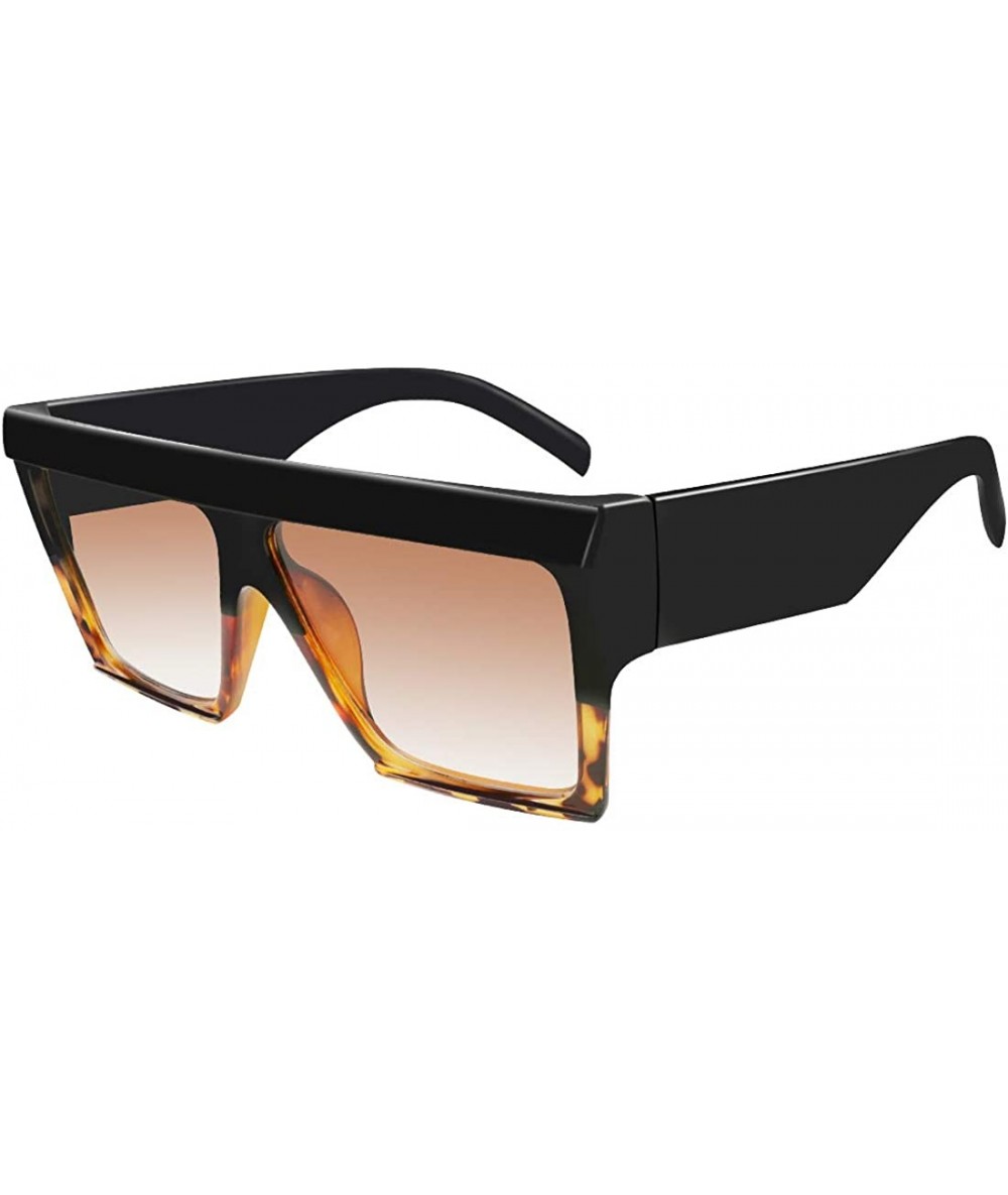 Sport Oversized Flat Top Sunglasses for Women Men Square Designer Fashion Shades - CW18K3GSN4M $25.91