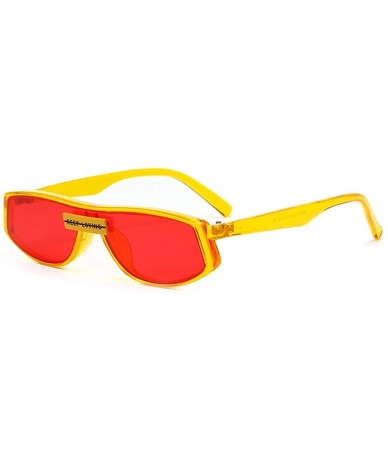 Square Red Sunglasses Square Women's Fashion Eyewear Retro Sun Glasses Male Gifts One Piece - Yellow With Red - C518WXTY5G8 $...