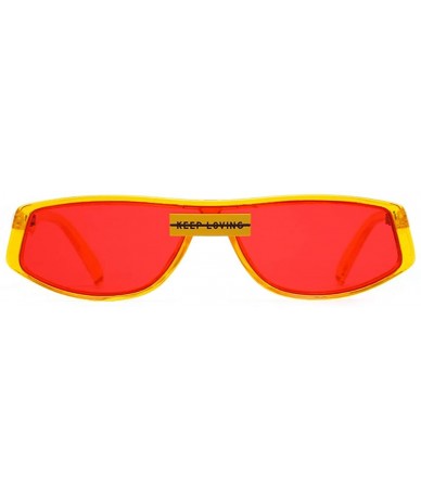 Square Red Sunglasses Square Women's Fashion Eyewear Retro Sun Glasses Male Gifts One Piece - Yellow With Red - C518WXTY5G8 $...