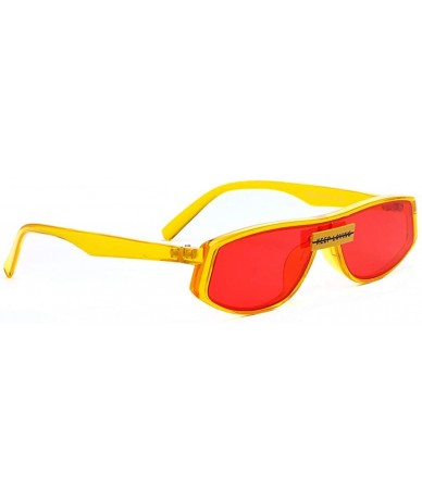 Square Red Sunglasses Square Women's Fashion Eyewear Retro Sun Glasses Male Gifts One Piece - Yellow With Red - C518WXTY5G8 $...