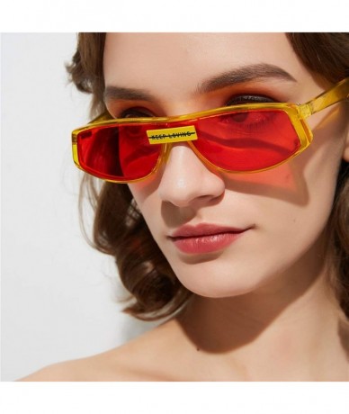 Square Red Sunglasses Square Women's Fashion Eyewear Retro Sun Glasses Male Gifts One Piece - Yellow With Red - C518WXTY5G8 $...