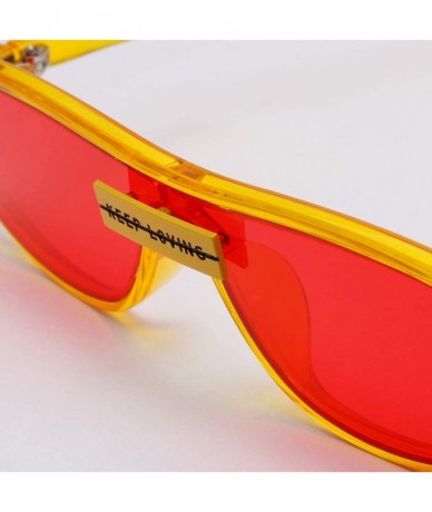 Square Red Sunglasses Square Women's Fashion Eyewear Retro Sun Glasses Male Gifts One Piece - Yellow With Red - C518WXTY5G8 $...