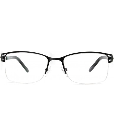 Rectangular Uncovered wide angle lens design semi-rimless metal optical frames clear lens - Black - C818C6UZ8UD $29.69