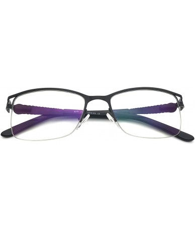 Rectangular Uncovered wide angle lens design semi-rimless metal optical frames clear lens - Black - C818C6UZ8UD $29.69