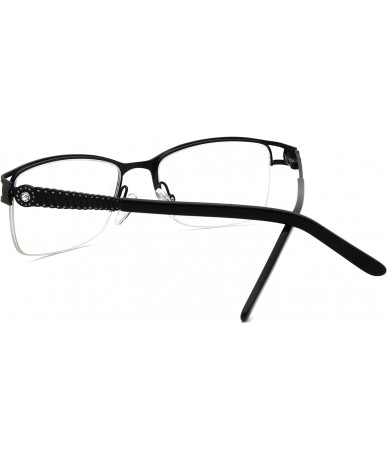 Rectangular Uncovered wide angle lens design semi-rimless metal optical frames clear lens - Black - C818C6UZ8UD $29.69