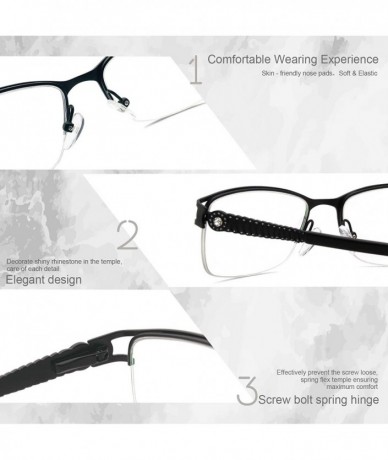 Rectangular Uncovered wide angle lens design semi-rimless metal optical frames clear lens - Black - C818C6UZ8UD $29.69