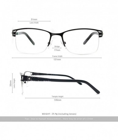 Rectangular Uncovered wide angle lens design semi-rimless metal optical frames clear lens - Black - C818C6UZ8UD $29.69