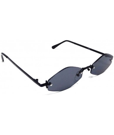 Rimless Slim Rimless Hexagon Sunglasses - Black Frame - CD18DLLKA6M $25.30