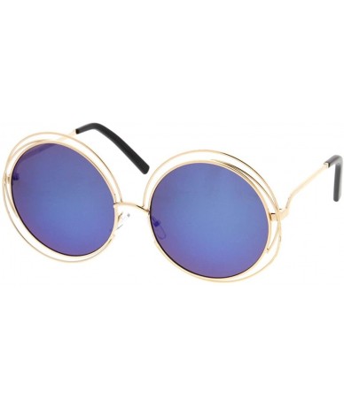 Oversized Fashion Round Double Wire Flash Lens Women Sunglasses Model S60W3190 - Blue - CF183R09E0S $18.80