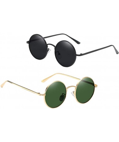 Round 2 Lot Men Women Retro Round Lens Sunglasses Cool Shades Party Club Costume - CD190C7RE6X $30.59