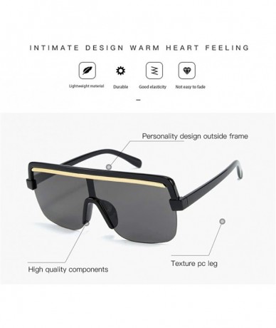 Square Women Fashion Oversize Big Square Frame Vintage Retro Polarized Sunglasses for Female Shades UV400 8077 - Black - C018...