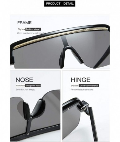 Square Women Fashion Oversize Big Square Frame Vintage Retro Polarized Sunglasses for Female Shades UV400 8077 - Black - C018...