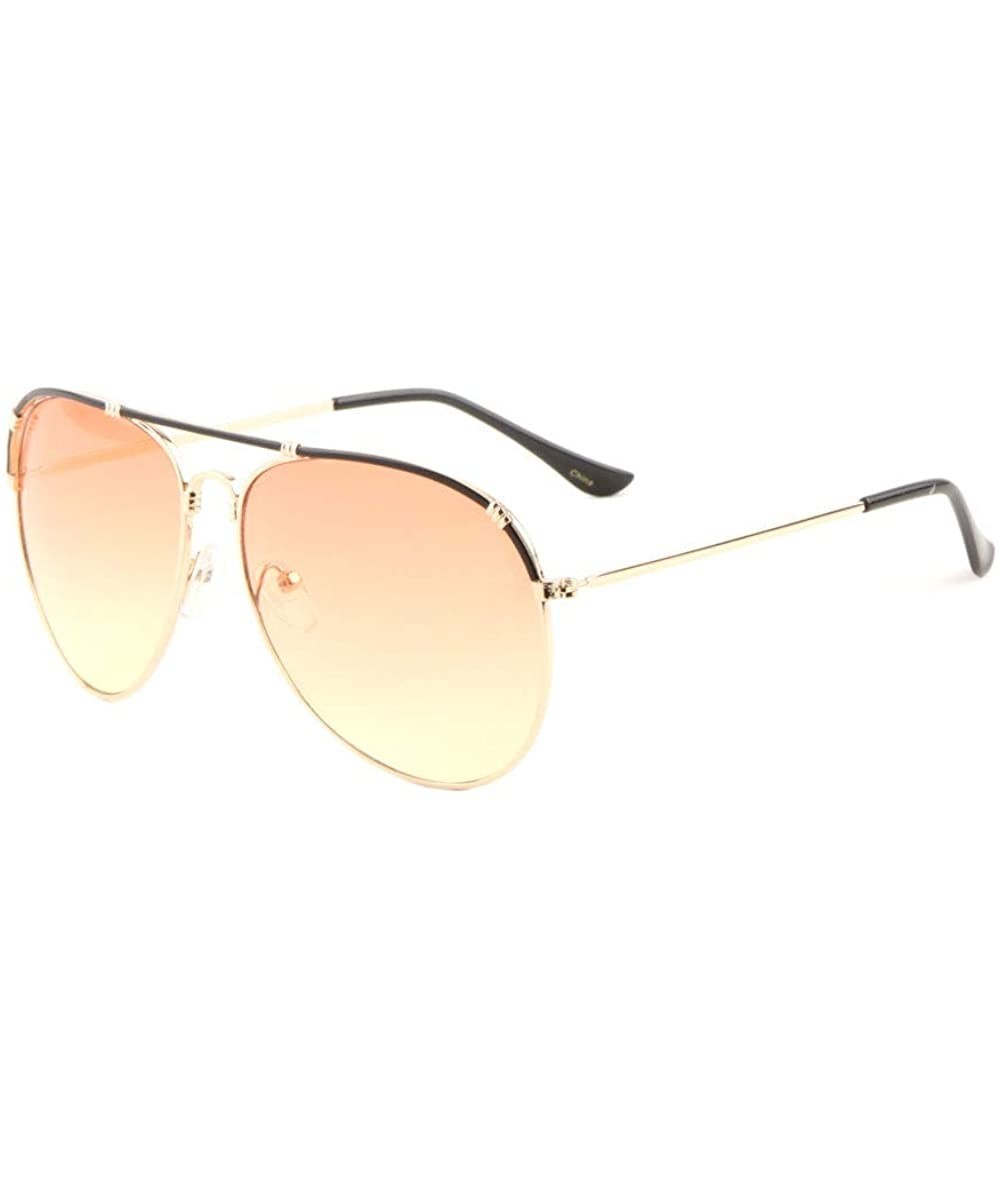 Aviator Oceanic Color Coil Rim Ornament Modern Round Aviator Sunglasses - Orange Yellow - C6190ESSGU5 $26.72