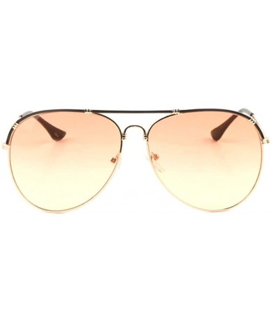 Aviator Oceanic Color Coil Rim Ornament Modern Round Aviator Sunglasses - Orange Yellow - C6190ESSGU5 $26.72