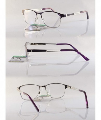 Rectangular Fashion Multifocal Progressive Reader Rectangle Square Metal Frame Spring Hinge A301 - Purple - C71967SSNG8 $34.39