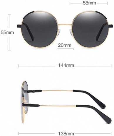 Oval Retro Classic Round Sunglasses for Men and Women Metal PC UV400 Sunglasses - Black-grey - CJ18SAR5DG8 $41.92