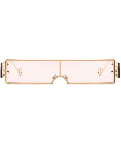 Rimless Small Rectangle Sunglasses Retro Futuristic Rimless Lens - Champagne - CN199XH4QU2 $23.85