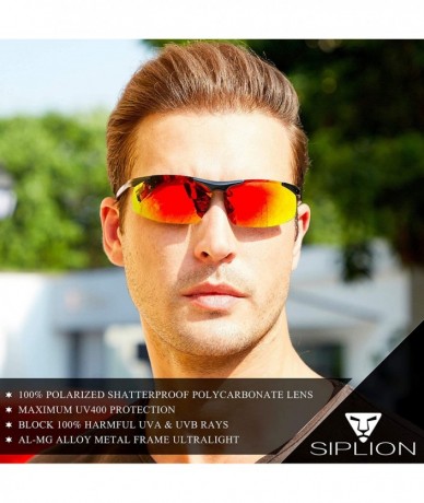 Wrap Men's Driving Polarized Sport Sunglasses Al-Mg Metal Frame Ultra Light - Black Frame/Red Mirrored Lens - C318DWK64HE $41.58