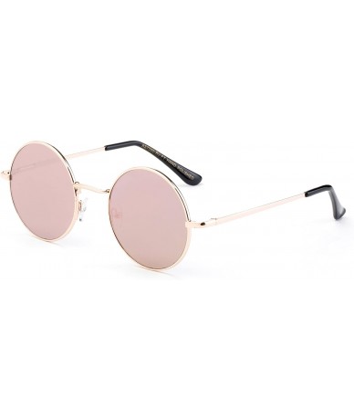 Round Newbee Fashion Inspired Mirrored Sunglasses - 2 Pack Pink & Orange - CS184O5K9H9 $31.11