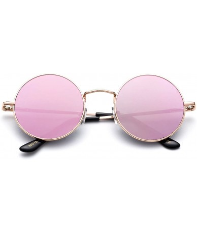 Round Newbee Fashion Inspired Mirrored Sunglasses - 2 Pack Pink & Orange - CS184O5K9H9 $31.11