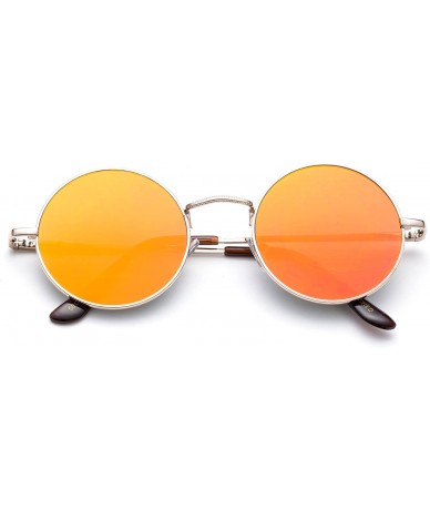 Round Newbee Fashion Inspired Mirrored Sunglasses - 2 Pack Pink & Orange - CS184O5K9H9 $31.11