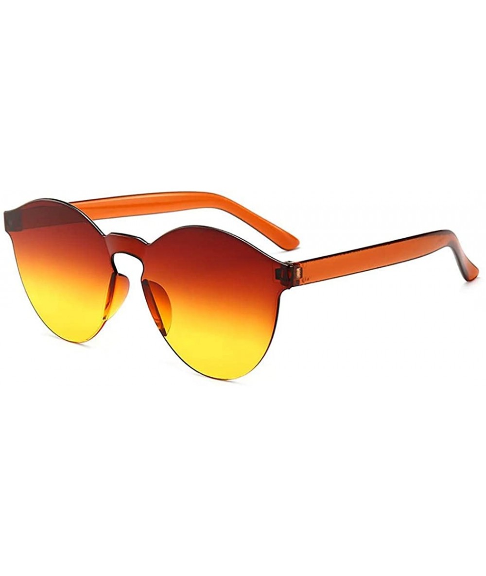 Round Unisex Fashion Candy Colors Round Outdoor Sunglasses Sunglasses - Orange Yellow - CF199ON6DI9 $17.81