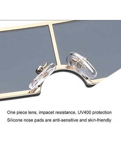 Rimless Small Rectangle Sunglasses Retro Futuristic Rimless Lens - Champagne - CN199XH4QU2 $23.85