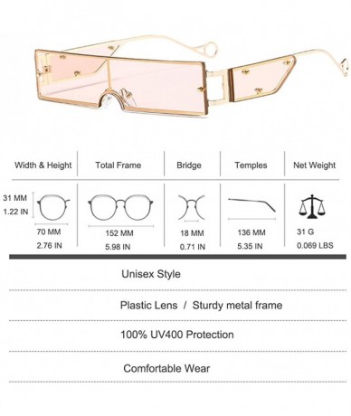 Rimless Small Rectangle Sunglasses Retro Futuristic Rimless Lens - Champagne - CN199XH4QU2 $23.85