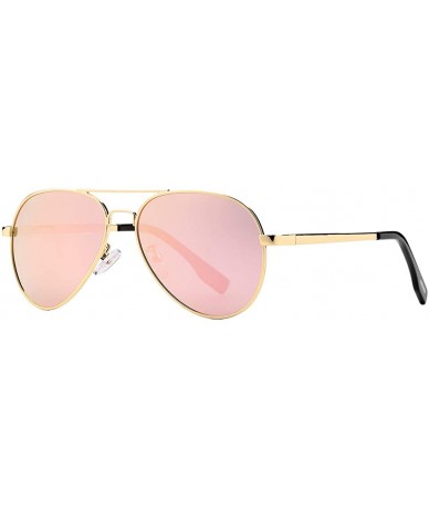 Sport Polarized Small Aviator Sunglasses for Small Face Women Men Juniors- 52mm - Gold/Grey + Gold/Pink Mirror - CH19CMG43UG ...