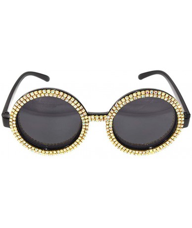 Round Fashion Round Pearl Decor Sunglasses UV Protection Metal Frame - Black-c23 - CR18ZXIZXWZ $30.68