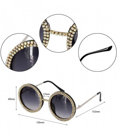 Round Fashion Round Pearl Decor Sunglasses UV Protection Metal Frame - Black-c23 - CR18ZXIZXWZ $30.68